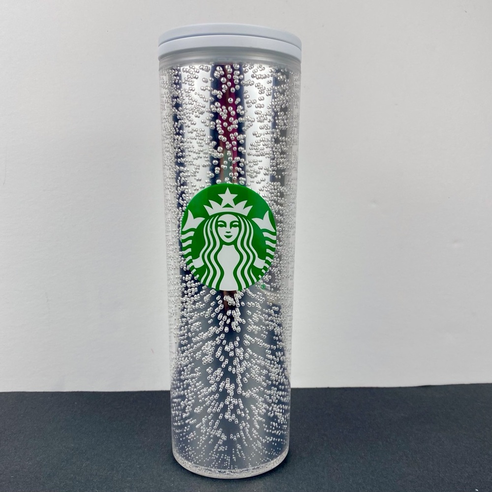 Starbucks Holiday 2020 Silver White Bubbles Hot Cold Travel Tumbler Cup 16oz